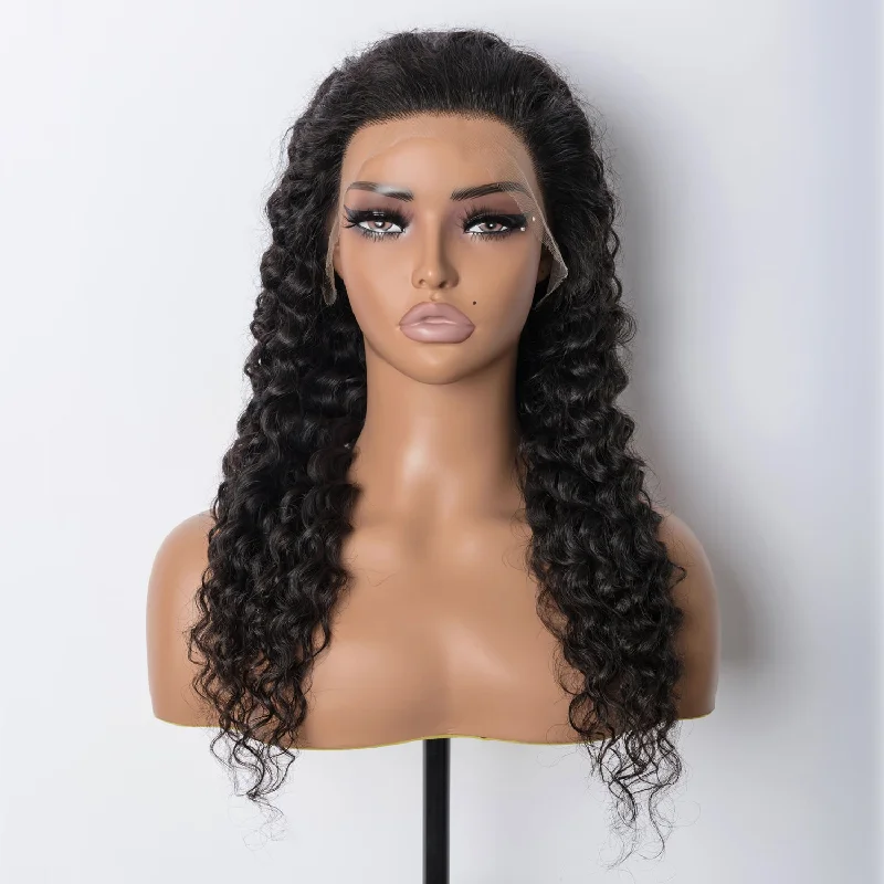 Long wavy wig with soft curls-13x4 Deep Wave Frontal Undetectable HD Lace Wig 180% Density