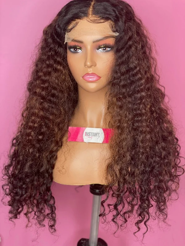 Synthetic wig for cool vibe-"Dream Girl" Unit: 24” Deep Wave 5x5 Lace Closure Wig