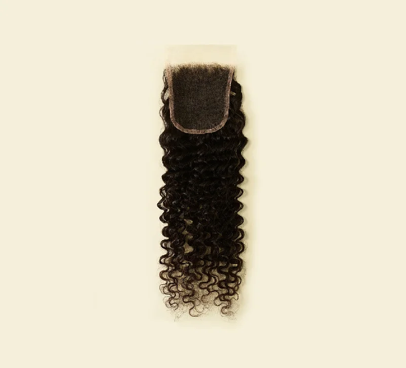 Curly wig for cool vibe-Brazilian Deep Wave 4x4 HD Lace Closures