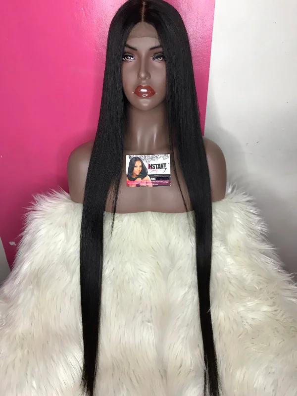 Long black wig with soft shine-Ashanti Unit: 30” Straight Plush Luxe Collection 5x5 Lace Closure Wig