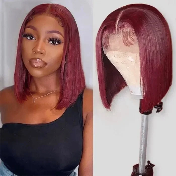 Wig for plush vibe-Burgundy Lace Front Bob Wig