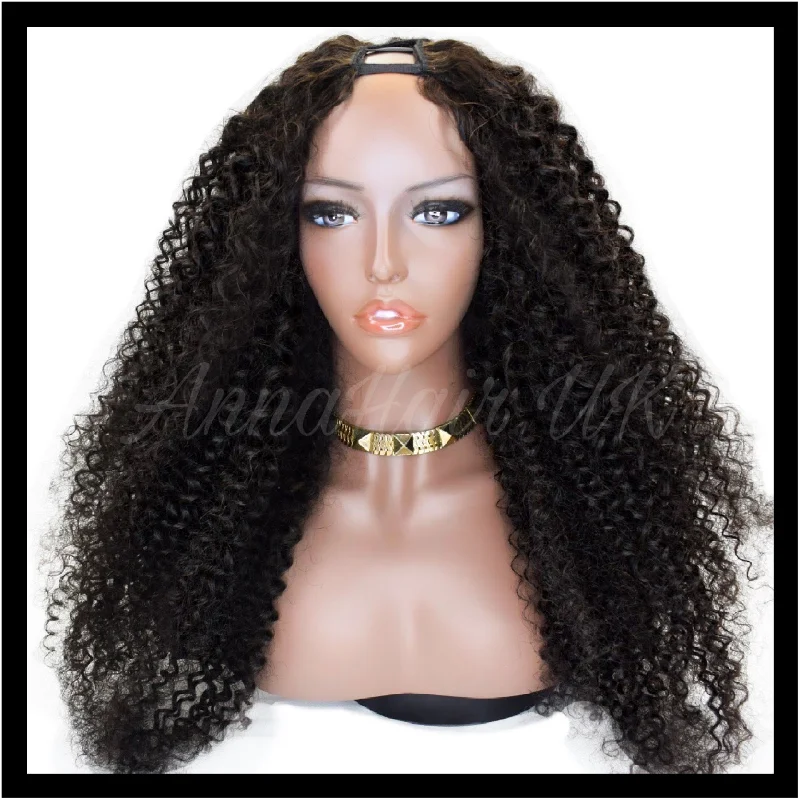 Curly wig for warm days-Customised Exotic Curly U-Part Clip-in Unit