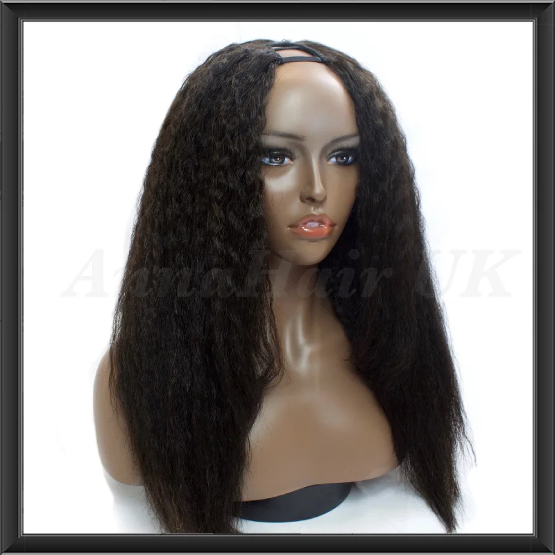 Synthetic wig for mild days-Customised Kinky Straight U-Part Clip-In Unit