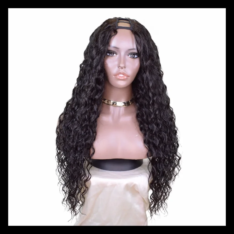 Wig for playful shine-Customised Natural Waves U-part Clip-in Unit