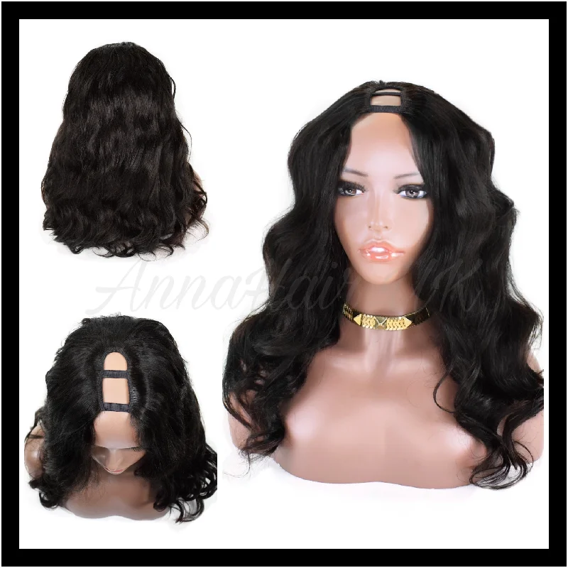 Lace wig for sunny weather-Customised Wavy U-Part Clip-in Unit