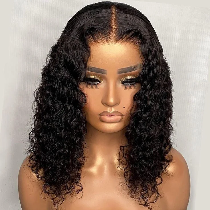 Wig for sleek vibe-Deep Curly 4 X 4 Closure 16 inch Wig