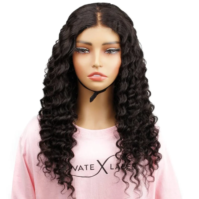 Long straight wig with tight curls-Deep Wave HD 2x6 Closure Glueless Wig