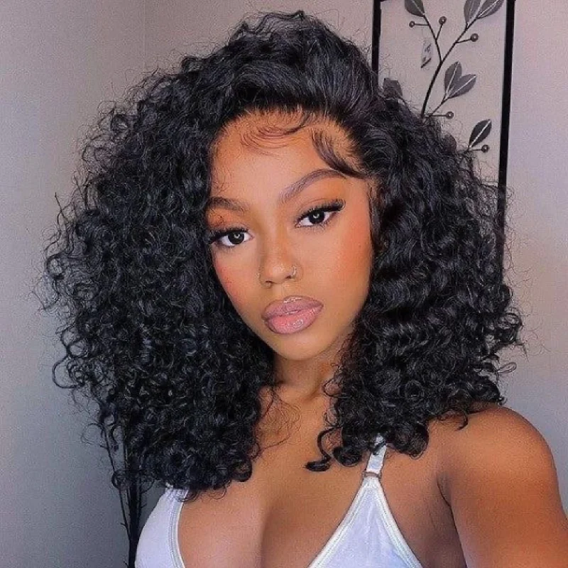 Short gray wig with soft texture-Double Drawn Full Lace Frontal Loose Curly 18 inch Wig