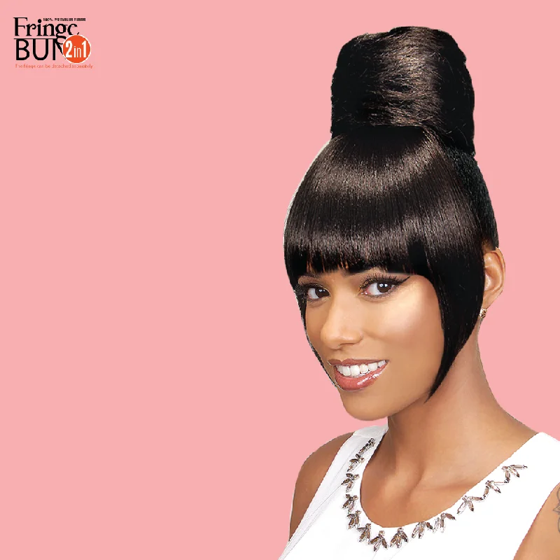 Curly wig for mild texture-EVE HAIR CASABLANCA FRINGE BUN 2IN1 FB-BELL