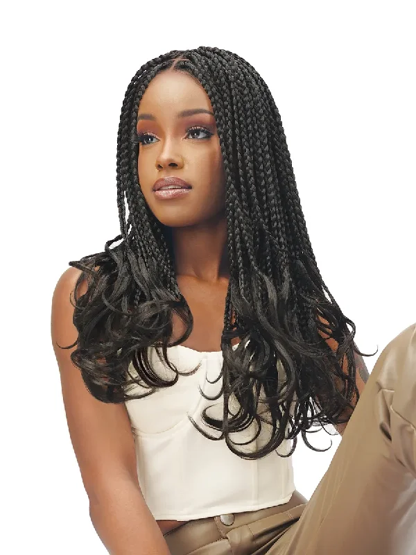 Wig for plush texture-FRENCH J-CURL 18" PRESTRECHED LAYERED BOX BRAIDS CROTCHET 130 STRANDS *One pack enough*