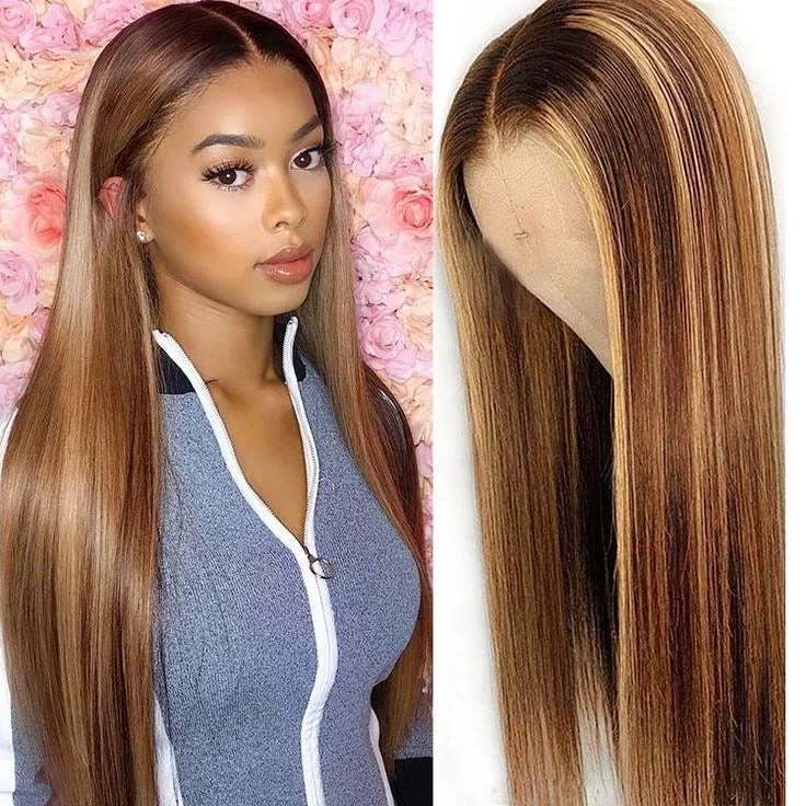 Wig for neat vibe-Hightlight Straight Lace Closure Wig