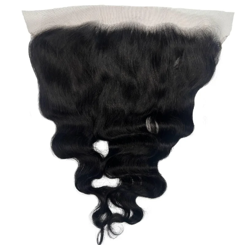 Long straight wig with soft texture-Jet Black Body Wave 13x6 HD Frontal