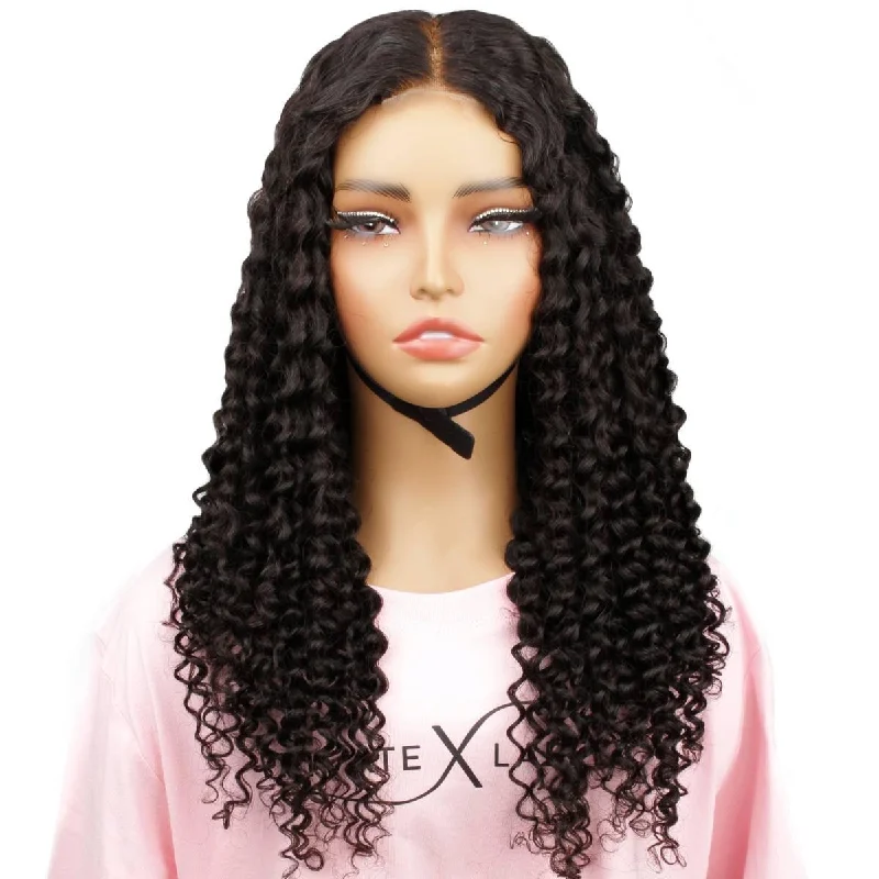 Long blonde wig with soft flair-Kinky Curly HD 2x6 Closure Glueless Wig