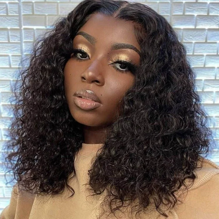 Wig for luxe flair-Malaysian Curly Lace Frontal Wig 18 Inch