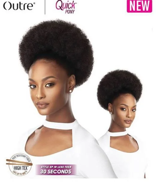 Lace wig for cool weather-OUTRE QUICK PONY AFRO PUFF XL