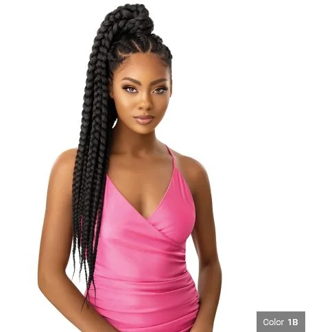 Curly wig for young flair-Outre Wrap Ponytail Jumbo Box Braid 32"