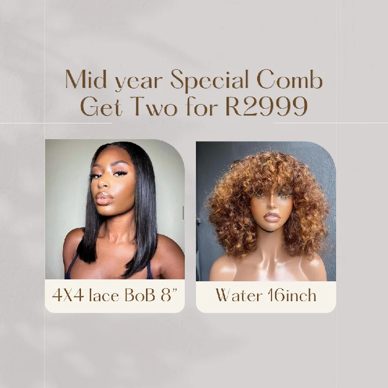 Wig for bold shine-Straight BoB with Highlight Fringe Curly Wigs