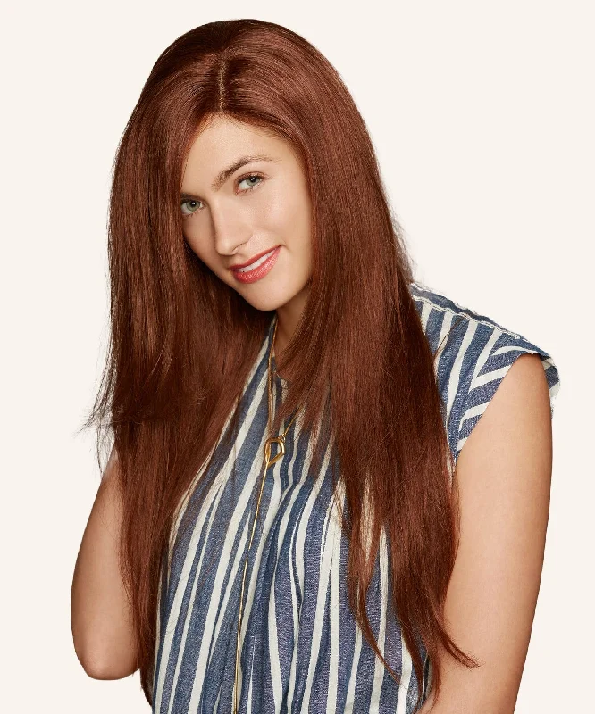 Short red wig with soft flair-Straight Lace Front Wig