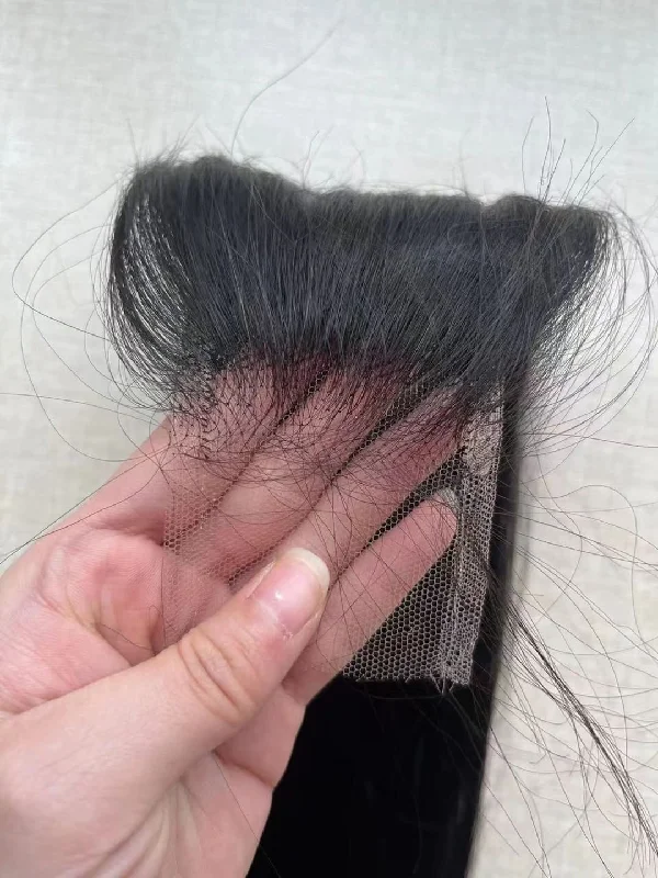 real person hair ring follower gift-12-22inch Natural Color Pre Plucked Small Knots 100% Virgin Human hair 2×6 HD Lace Closure