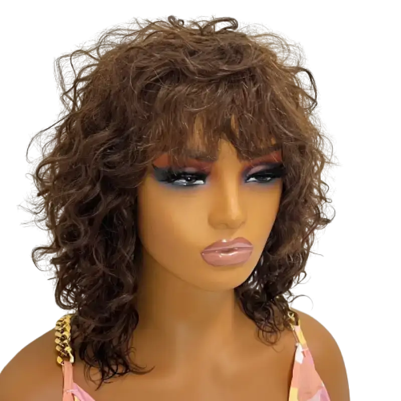 real person hair ring radiant ring-Darlene | Luxe Human Hair Curly Wig – Medium Length Deep Wave Perfection