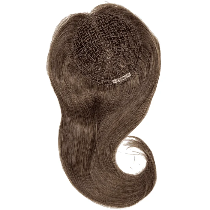 real person hair ring story band-14-18inch Cafe Brown Color Microline Virgin Human Hair Topper