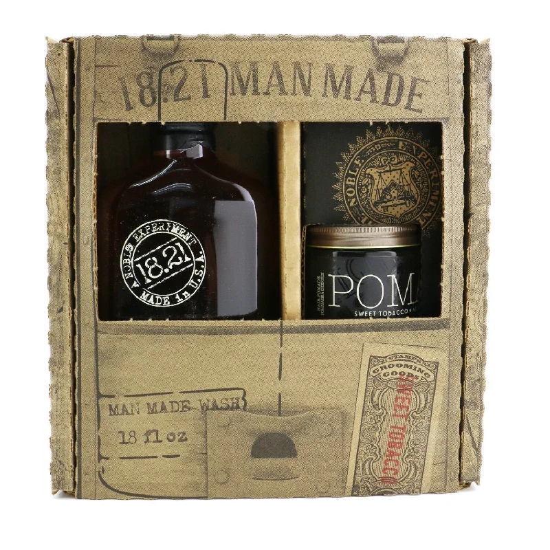 18.21 Man Made Man Made Wash & Pomade Set - # Sweet Tobacco: 1x Shampoo, Conditioner & Body Wash 530ml + 1x Hair Pomade 56.7g  2pcs