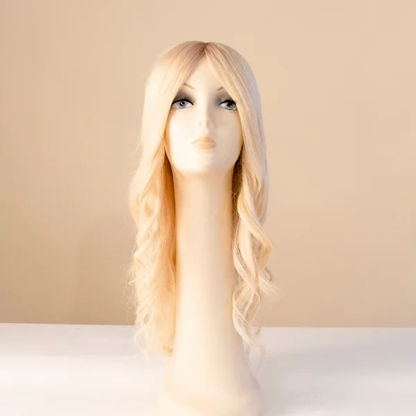 real person hair ring ceremony gift-Beach Blonde Ombre Mono Top Human Hair Wig