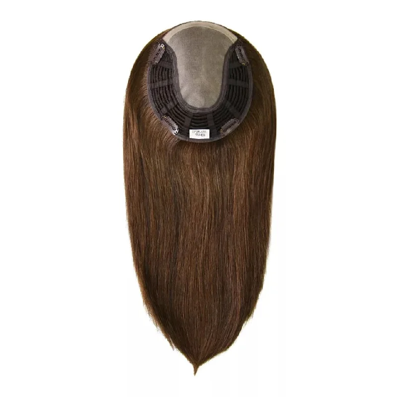 real person hair ring beautiful ring-Coffee Brown 6.5x6" Women's Mono Virgin Human Hair Topper