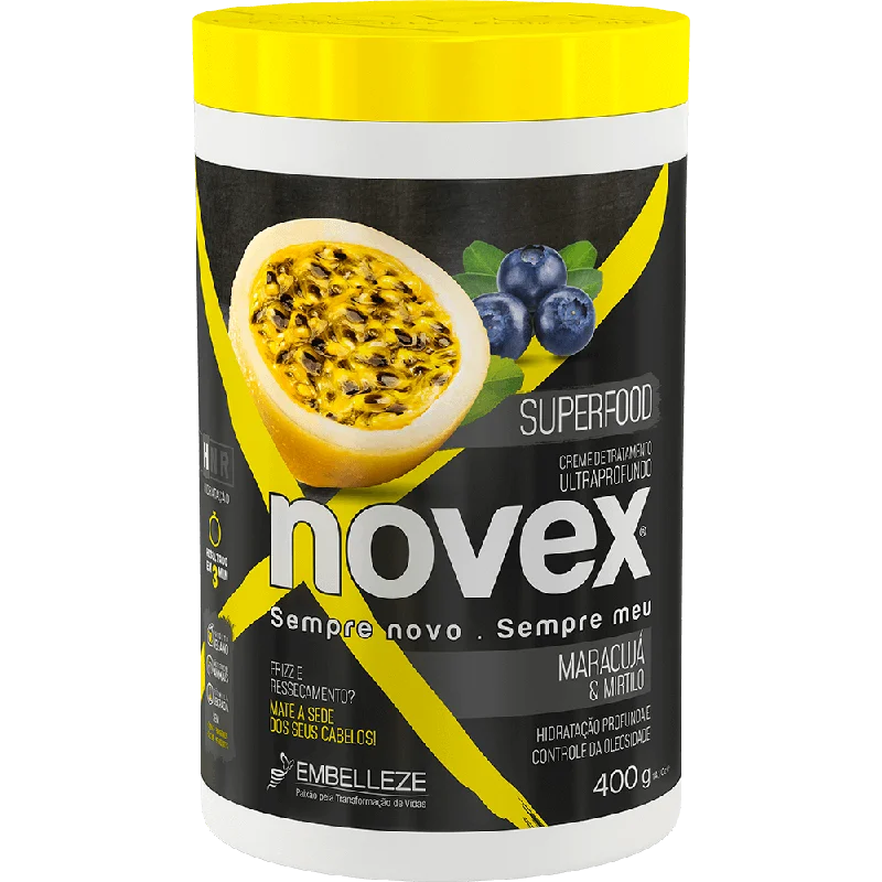 How to care for oily kinky hair-Novex Treatment Cream Surfood Passion Fruit And Blueberry 400g