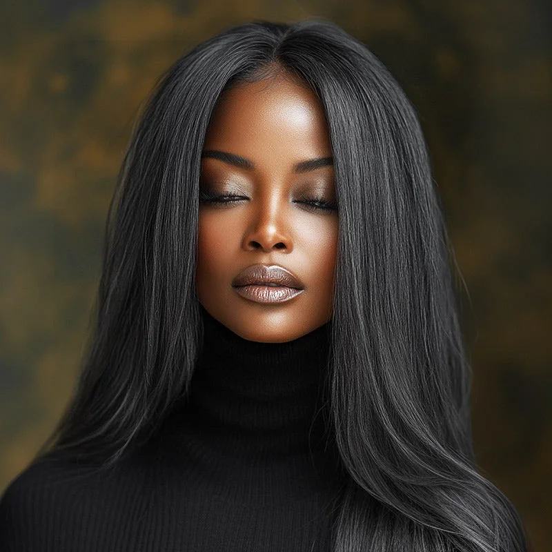 real person hair ring designer craft-Custom Dark Salt And Pepper Silky Straight Hair Full Frontal 13x4.5 HD Lace Wig 100% Real Human Hair Pre Plucked Hairline