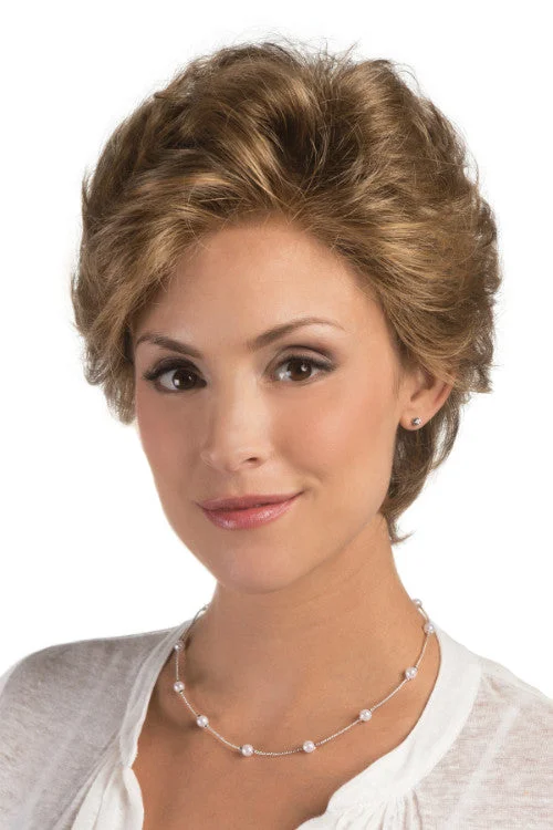 Synthetic wigs with wild bangs-Hallie Synthetic Wig By Estetica | Short, Wavy | Lace Front | Basic Cap