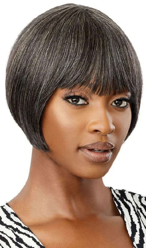 real person hair ring mobile ring-OUTRE FAB & FLY FULL CAP WIG GRAY GLAMOUR HARRIET 100% HUMAN HAIR