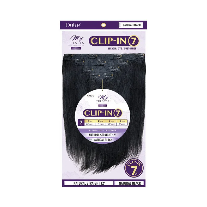 real person hair ring short batch craft-OUTRE MYTRESSES Purple Label 100% Unprocessed Human Hair 7pc Clip-ins NATURAL STRAIGHT