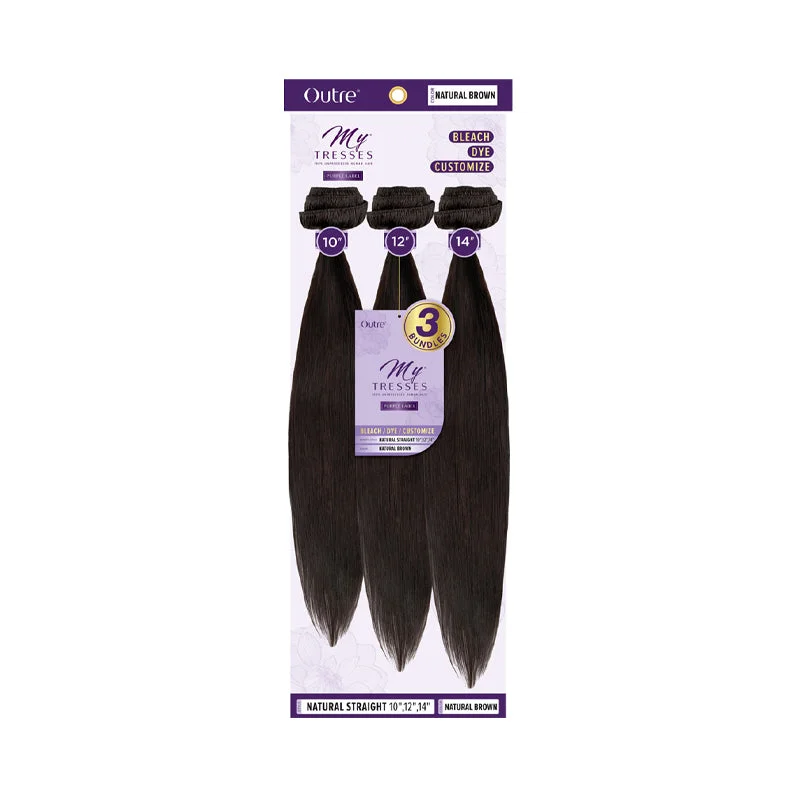 real person hair ring one-off band-OUTRE MYTRESSES PURPLE LABEL 100% Human Hair Natural Straight Weave 3pc