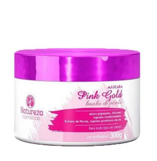 Best hair care for curly durability-Professional Brazilian Hair Treatment Pink Gold Pearl Bath Mask 300g - Natureza