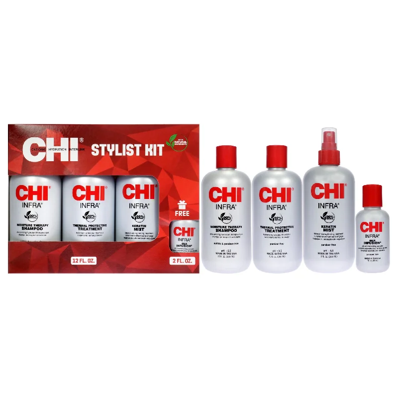 CHI Stylist Kit by CHI for Unisex - 4 Pc 12oz Shampoo, 12oz Treatment, 12oz Keratin Mist, 2oz Silk Infusion