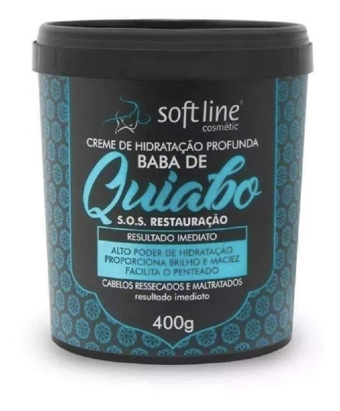 How to care for oily kinky hair-Quiabo Okra SOS Restore Deep Moisturizing Restore Hair Mask 400g - Soft Line