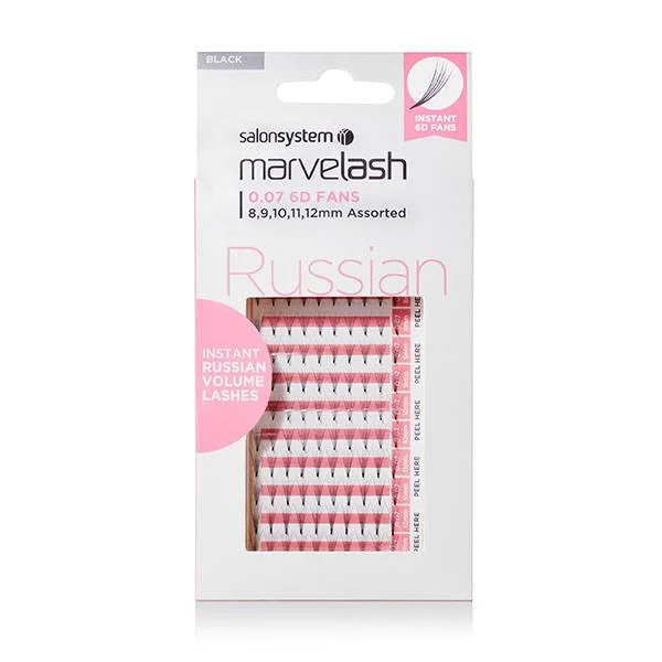 Salon Systems Marvelash Russian 6D Fan Lashes 0.07 (Extra Fine) Asrtd Black (approx 100)