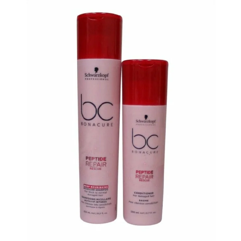 Schwarzkopf Bonacure Peptide Repair Rescue Shampoo and Conditioner 8.5-6.7 oz Duo