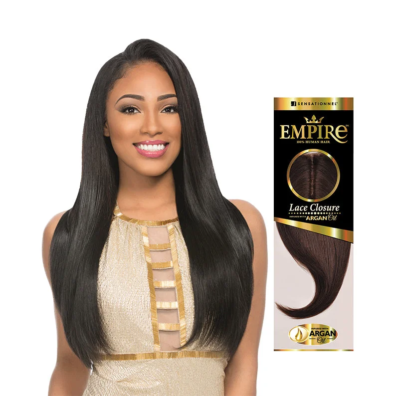 real person hair ring bold treasure-SENSATIONNEL EMPIRE 100% Human Hair 3-Way Lace Closure Yaki 12"