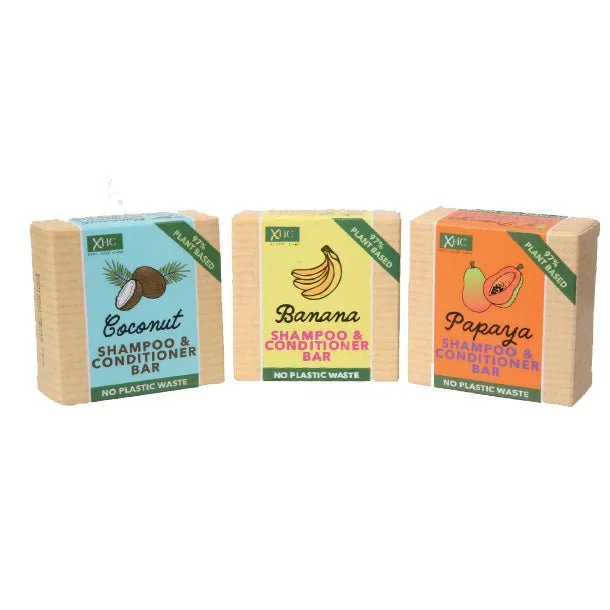 XHC Shampoo & Conditioner Bars (2in1) - Coconut, Papaya, Banana